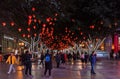 Trees at pedestrian street at night at Jiefangbei or Liberation Monument Royalty Free Stock Photo