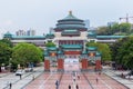 Crowds of people visiting the Great Hall of Chongqing people`s Square or Chongqing People`s Auditorium Royalty Free Stock Photo