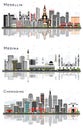 Chongqing China, Medina Saudi Arabia and Medellin Colombia City Skylines Set