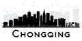 Chongqing City skyline black and white silhouette.