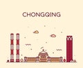 Chongqing skyline southwest China vector line city