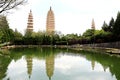 Chongshen temple and Three Pagodas in Dali. Yunnan province. China. Royalty Free Stock Photo