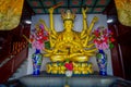 CHONGYUANG TEMPLE, CHINA: Ancient statues of religious meaning, part of temple complex, ensemble of temples, lakes and