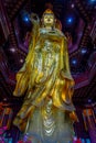 CHONGYUANG TEMPLE, CHINA - 29 JANUARY, 2017: Close up beautiful golden buddha statue, great detailed decorations, part