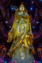 CHONGYUANG TEMPLE, CHINA - 29 JANUARY, 2017: Close up beautiful golden buddha statue, great detailed decorations, part