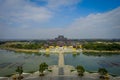 CHONGYUANG TEMPLE, CHINA: Spectacular overview picture of peaceful temple complex, beautiful buildings, architecture and