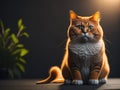 chonky fat ginger cat sitting. ai generative Royalty Free Stock Photo