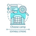 Choose camp concept icon. Holiday resort, interest club application idea thin line illustration. Different summer camp Royalty Free Stock Photo