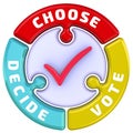 Choose, decide, vote. The check mark in the form of a puzzle