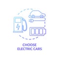 Choose electric cars blue concept icon