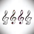 Choose from four assorted decorative G clefs