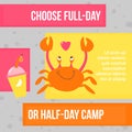 Choose full day or half camp, children vacation