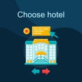 Choose hotel flat concept vector icon