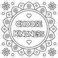 Choose kindness. Coloring page. Vector illustration.