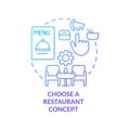 Choose restaurant type blue gradient concept icon