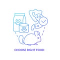 Choose right food blue gradient concept icon