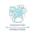 Choose right food turquoise concept icon