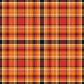 Choose seamless background pattern, warm plaid check texture. Patterned vector fabric tartan textile in red and orange colors