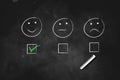 Choose Smile Face Emotional opinion drawn on black board with chalk vector illustration symbol