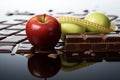 Choose wisely Apple and chocolate, symbolizing health and indulgence