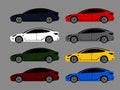 Choose your color. Modern city car in different color options.