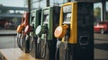 Choose Your Fuel. A Selection of Gas Pumps at the Station. Generative AI Royalty Free Stock Photo