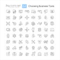 Choosing business tools linear icons set