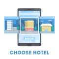 Choosing hotel for vacation online in mobile