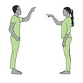 Choosing or pointing man and woman vector