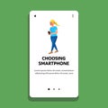 Choosing Smartphone in Mobile Phone Store Vector