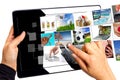 Choosing streaming multimedia on the tablet Royalty Free Stock Photo