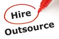 Hire or Outsource with Red Marker Royalty Free Stock Photo