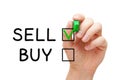 Choosing To Sell Not To Buy Check Mark Concept