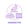 Choosing type purple gradient concept icon