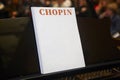 Chopin classical musical score with piano and background Royalty Free Stock Photo
