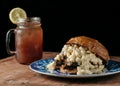 Chopped brisket sandwich with mac and cheese Royalty Free Stock Photo