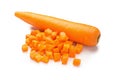 Chopped carrot slices isolated on a white background Royalty Free Stock Photo