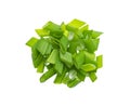 Chopped chives, fresh green onions isolated on white background, top view Royalty Free Stock Photo