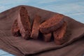 Chopped chocolate biscotti closeup Royalty Free Stock Photo