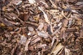 Chopped dry firewood prepared for the winter lying in a heap one on one on the street. Background of logs, birch, pine and oak. Royalty Free Stock Photo