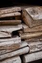 Chopped dry firewood outside, in a barn. Royalty Free Stock Photo