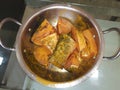 Fish is a Indian non veg food, catting mixture fishing Royalty Free Stock Photo
