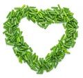 Chopped fresh green onions isolated on white background,Heart-shaped,Copy space Royalty Free Stock Photo