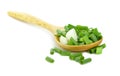 Chopped fresh green onions isolated on white background. Top vie Royalty Free Stock Photo