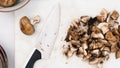 Chopped fresh raw organic baby bella mushrooms Royalty Free Stock Photo