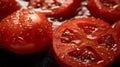 Chopped juicy red tomatoes, close up