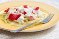 chopped macaroni with surimi Royalty Free Stock Photo