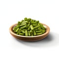 Photorealistic Renderings Of Boiled Green Beans On A White Background