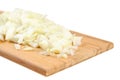 Chopped onions on a wooden board Royalty Free Stock Photo