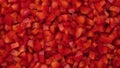 Chopped paprika pepperer top view rotation